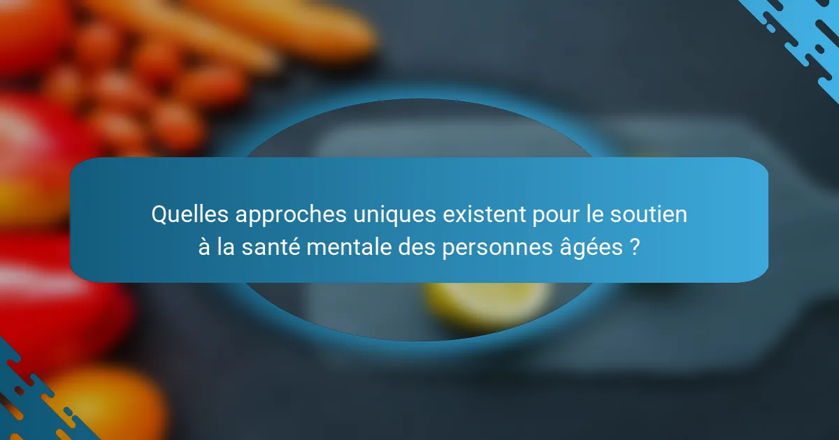 Quelles approches uniques existent pour le soutien à la santé mentale des personnes âgées ?