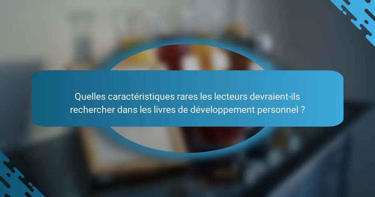 Quelles caractéristiques rares les lecteurs devraient-ils rechercher dans les livres de développement personnel ?