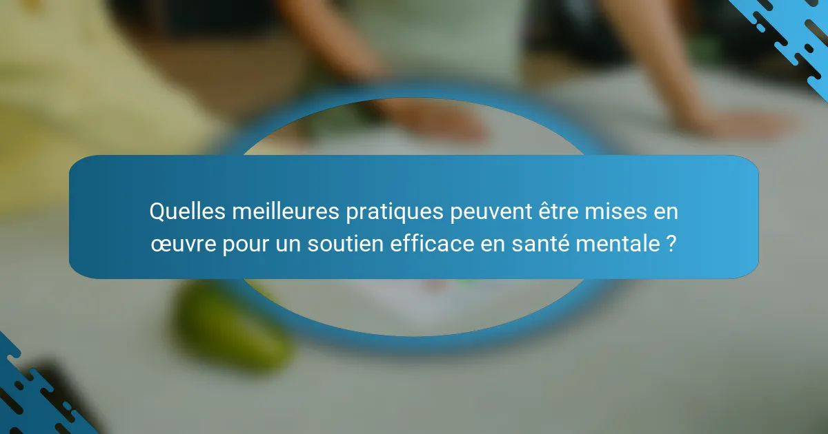 Quelles meilleures pratiques peuvent être mises en œuvre pour un soutien efficace en santé mentale ?
