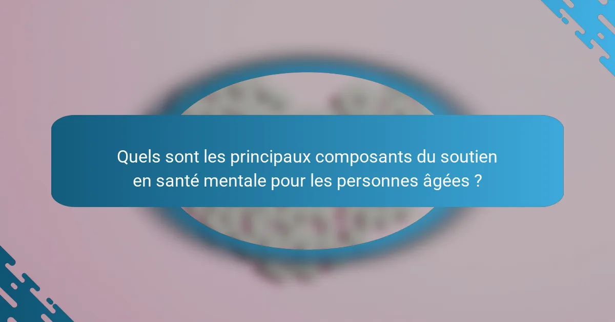 Quels sont les principaux composants du soutien en santé mentale pour les personnes âgées ?