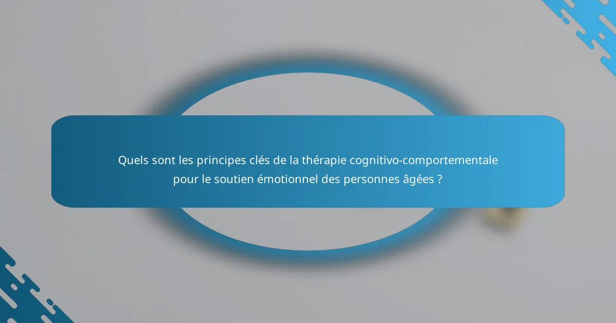 Quels sont les principes clés de la thérapie cognitivo-comportementale pour le soutien émotionnel des personnes âgées ?